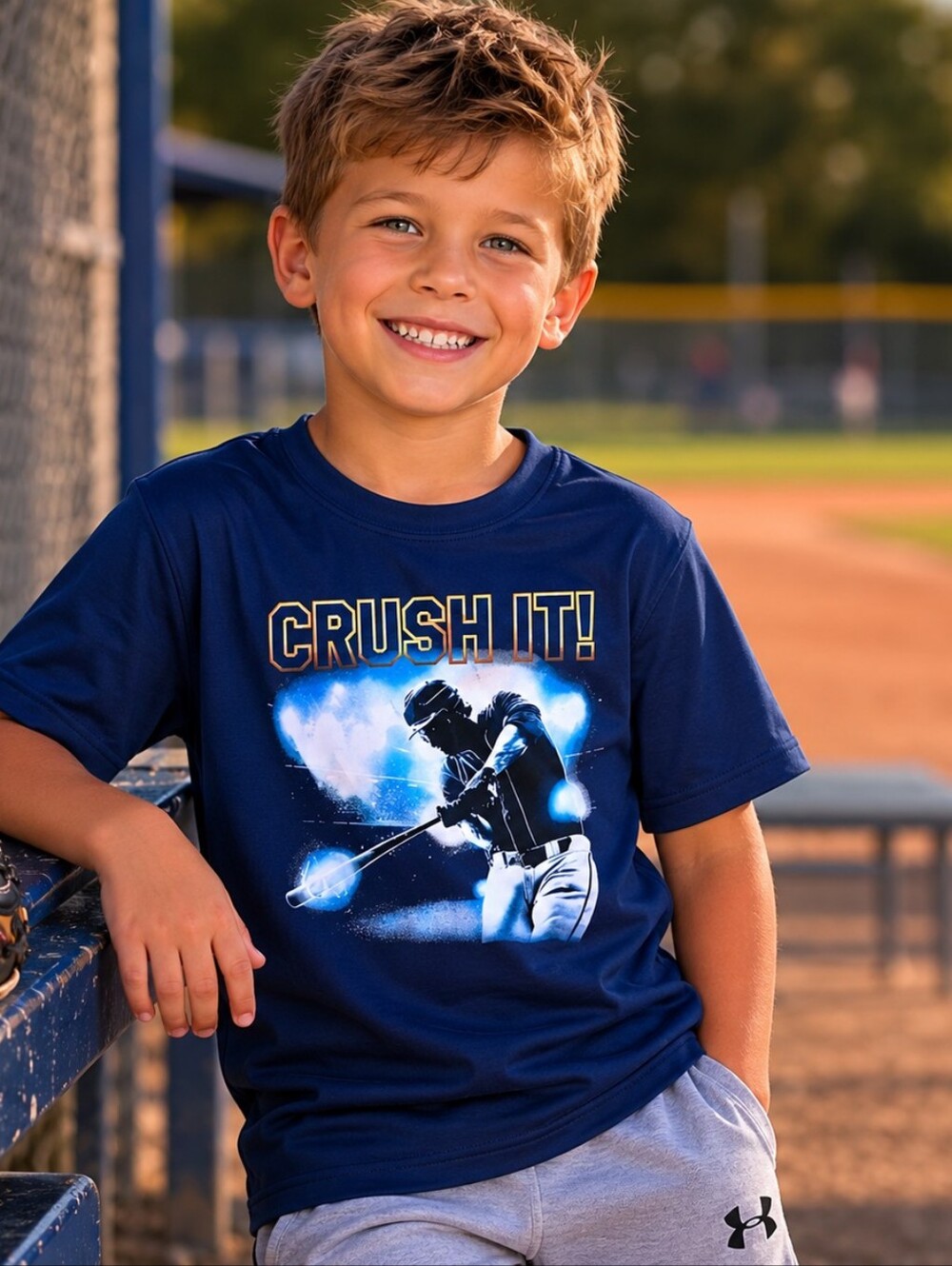 Baseball Crush It Performance Active Tee Boys Size S (6/7)